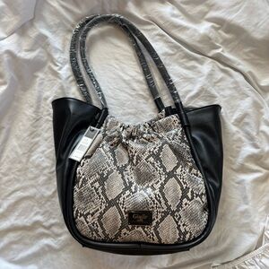 Giselle Snake Print Black Shoulder Bag NWT